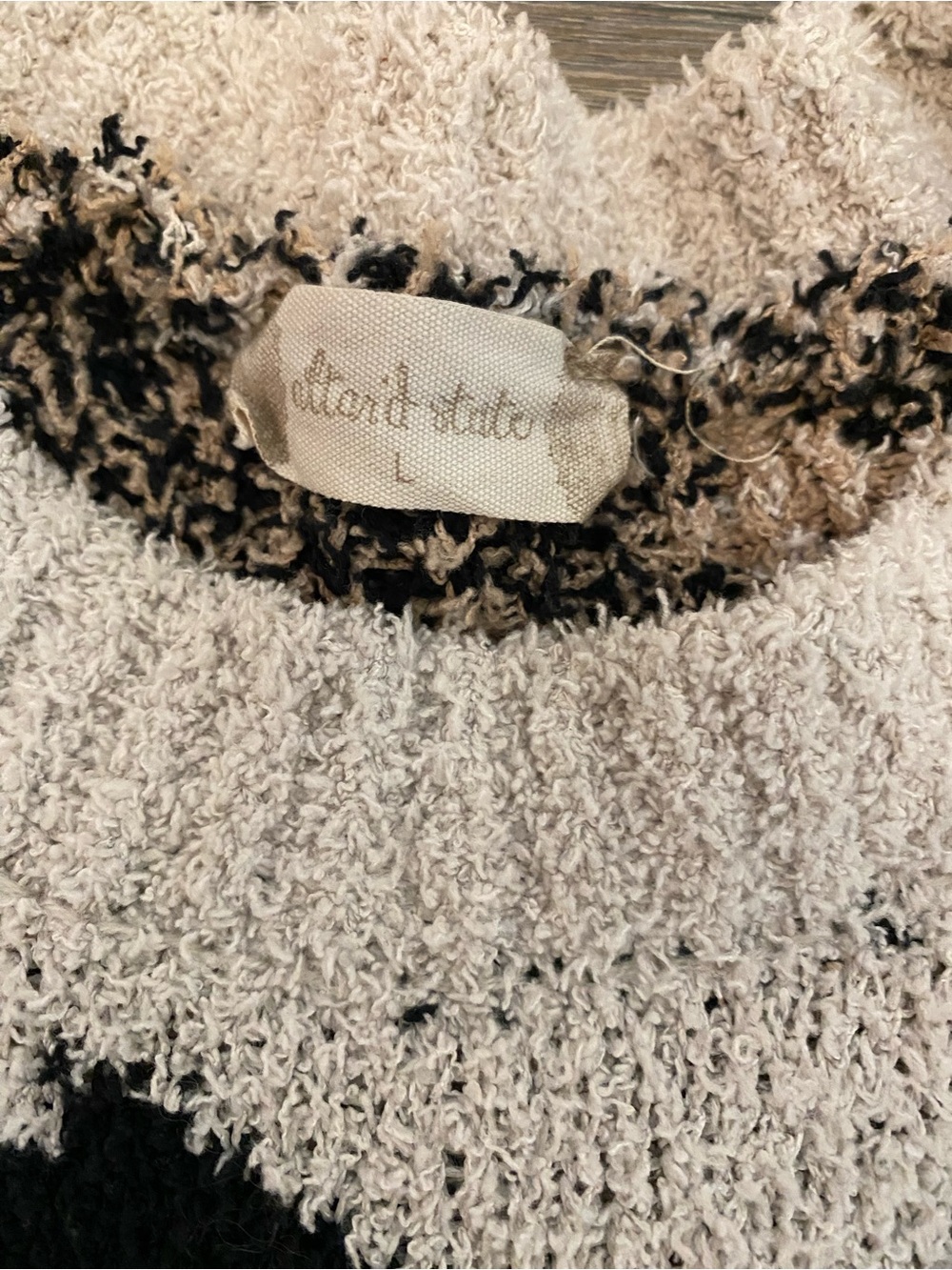 Altar'd State Cream Leopard Print Distressed Crewneck Sweater - Picture 3 of 4